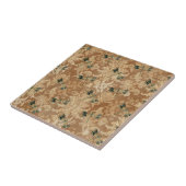 Vintag Brown Damask Blumengrün-Libellen Fliese (Seite)