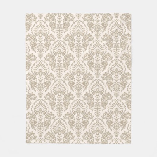 Vintag Brown Floral Damask Fleecedecke (Vorderseite)