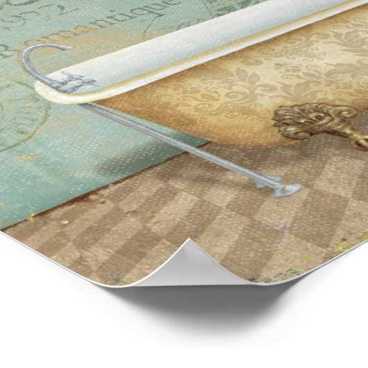 Vintag Brown French Bathtub Poster (Ecke)