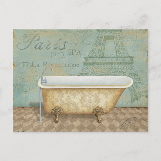 Vintag Brown French Bathtub Postkarte (Vorderseite)