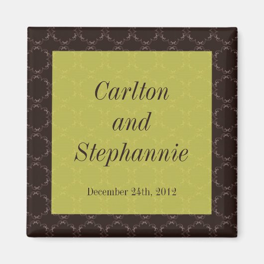 Vintag Brown/Green Wedding Magnet Gefallen (Vorne)