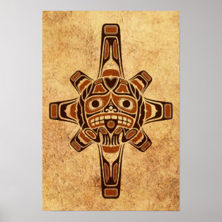 Vintag Brown Haida Sun Mask Poster