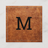 Vintag Brown Leather | Stechgrenze Quadratische Visitenkarte (Vorderseite)