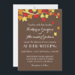 Vintag Brown Maple Blätter Hochzeit im Herbst Einl Einladung<br><div class="desc">Eine Hochzeitsfeier im Herbst mit bunten Herbstblättern? Dieses elegante Hochzeit im Herbst-Einladungs-Design für Ihren besonderen Tag. Lebhafte Ahorn-Blätter in Rot, Gelb und Orange. Rustikales und Vintages Thema. Sie können den Text auch für jeden Anlass im Herbst anpassen. Brautparty, Babydusche, Verlobungsfeier, Junggeselinnen-Abschied, Grillen Party, Geburtstag, Jahrestage und vieles mehr. Erhalten Sie...</div>