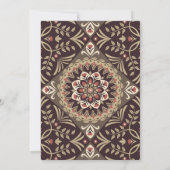 Vintag Brown Motif Indian Wedding Einladung (Rückseite)