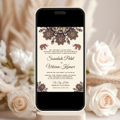 Vintag Brown Motif Indian Wedding Einladung