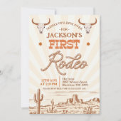 Vintag Brown Orange 1. Rodeo Geburtstag Einladung (Vorderseite)