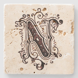 Vintag Brown Ornamental 'N' Steinuntersetzer