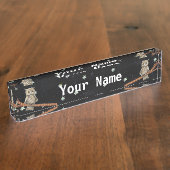 Vintag Brown Owl Necklass Crescent Moon Stars Namensplakette (Seite)