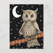 Vintag Brown Owl Necklass Crescent Moon Stars Postkarte (Vorderseite)