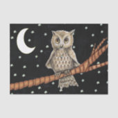 Vintag Brown Owl Necklass Crescent Moon Stars Seidenpapier (Vorderseite)
