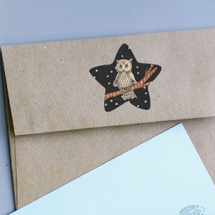 Vintag Brown Owl Necklass Crescent Moon Stars Stern-Aufkleber