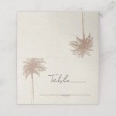Vintag Brown Palm Tree Beach Hochzeit Tischnummer Platzkarte (Außenseite Aufgefaltet)