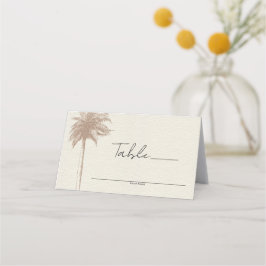 Vintag Brown Palm Tree Beach Hochzeit Tischnummer Platzkarte