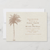 Vintag Brown Palm Tree Beach Hochzeitseinladungen Einladung (Vorderseite)