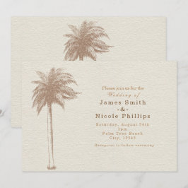 Vintag Brown Palm Tree Beach Hochzeitseinladungen Einladung