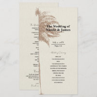 Vintag Brown Palm Tree Beach Hochzeitsprogramm