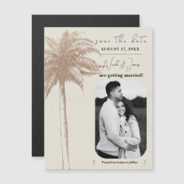 Vintag Brown Palm Tree Beach Save the Date Magnetkarte