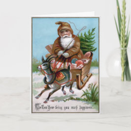 Vintag Brown Robed Santa Weihnachtskarte Feiertagskarte