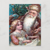 Vintag Brown Robed Santa Weihnachtskarte Postkarte (Vorderseite)