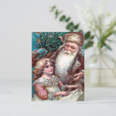 Vintag Brown Robed Santa Weihnachtskarte Postkarte (Stehend Vorderseite)