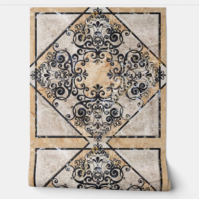 Vintag Brown Sepia Verziert Tile 4 Tapete (Abrollen)