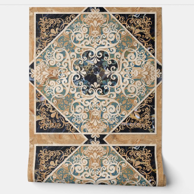 Vintag-Brown-Sepia-Verziert-Tile 6 Tapete (Abrollen)