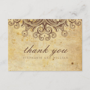 Vintag Brown Wedding Dankeschön Card Dankeskarte