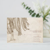Vintag Brown Willow Tree Wedding RSVP Karte (Stehend Vorderseite)