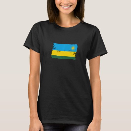 Vintag Brush Style Ruanda Flag T-Shirt (Vorderseite)