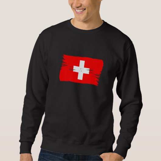 Vintag Brush Style Schweizer Flagge Schweiz Sweatshirt (Vorderseite)