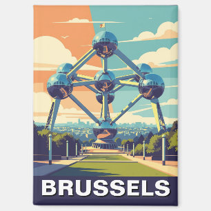 Vintag Brüssel Belgien Atomium Travel Magnet