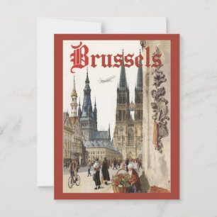 Vintag Brüssel Belgien - Reise Postkarte