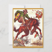 Vintag Bucking Bronco Christmas Cowboy Feiertagskarte (Vorderseite)