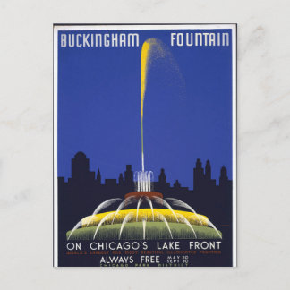 Vintag Buckingham Fountain Chicago Postcard Postkarte