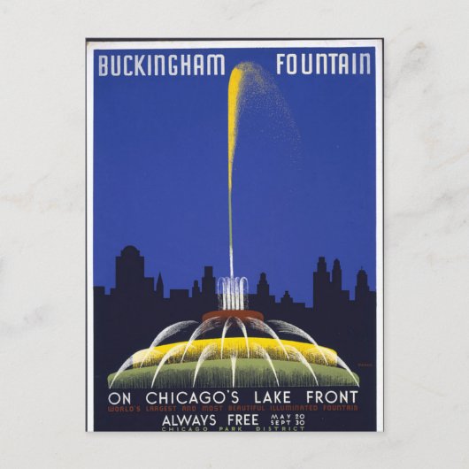 Vintag Buckingham Fountain Chicago Postcard Postkarte (Vorderseite)