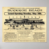 Vintag Buckroe Beach Virginia Print Poster (Vorne)