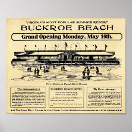 Vintag Buckroe Beach Virginia Print Poster