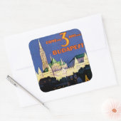 Vintag Budapest Quadratischer Aufkleber (Umschlag)