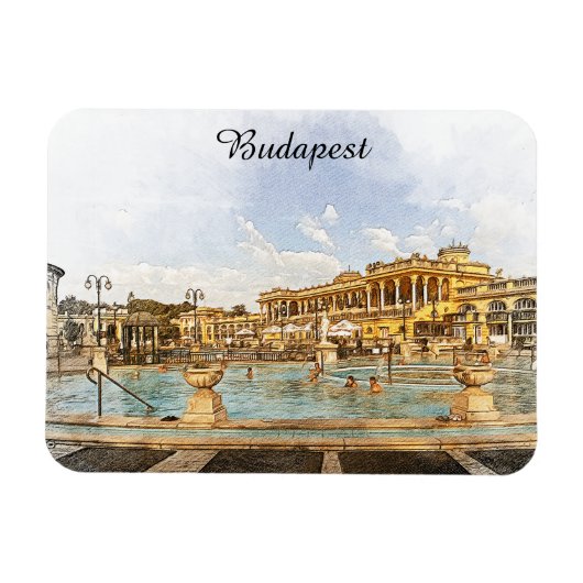 Vintag Budapest Ungarn Panoramasicht Magnet (Horizontal)