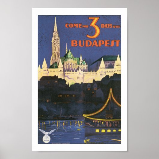 Vintag Budapest Ungarn Reiseplakat drucken Poster (Vorne)