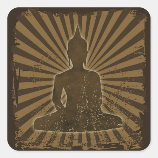 Vintag Buddha Quadratischer Aufkleber (Vorderseite)