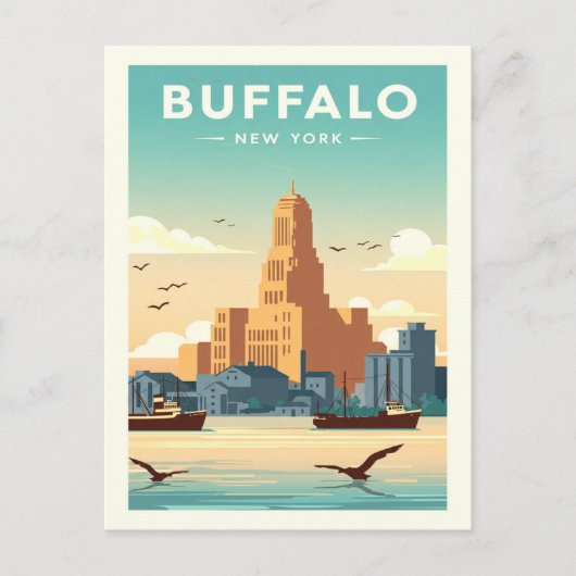 Vintag Buffalo Postkarte (Vorderseite)