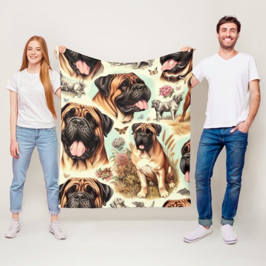 Vintag Bullmastiff Nahtlos Fleecedecke (Beispiel)