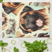 Vintag Bullmastiff Nahtlos Geschirrtuch (Gefaltet)