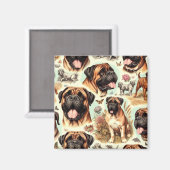 Vintag Bullmastiff Nahtlos Magnet (Vorderseite/Rückseite)