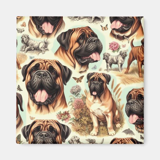 Vintag Bullmastiff Nahtlos Magnet (Vorne)