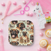 Vintag Bullmastiff Nahtlos Pappteller (Party)