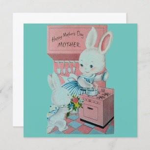 Vintag Bunnies Happy Mother Day Mother Feiertagskarte