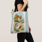 Vintag Bunnies Love Osterblau Tasche (Von Nahem)